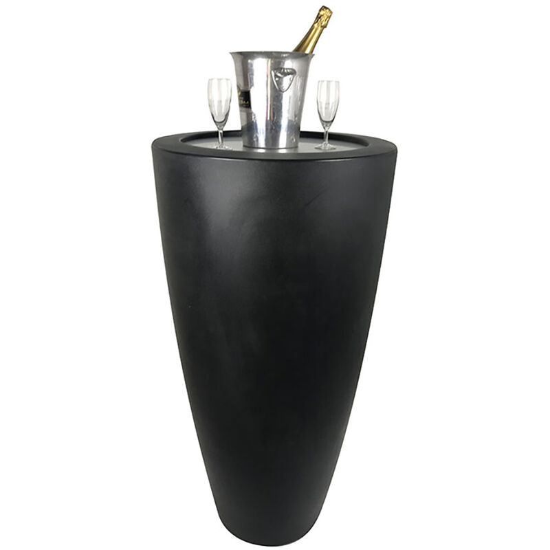 Plast'up Rotomoulage - Pot conique 3 en 1pot de fleurs- mange debout-seau a champagne dessus inox-NOIR-121.0000cm - noir