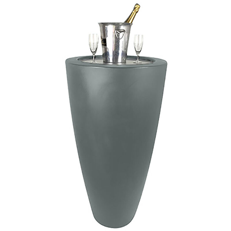 plast'up rotomoulage - pot conique 3 en 1pot de fleurs- mange debout-seau a champagne dessus inox-gris-121.0000cm - gris