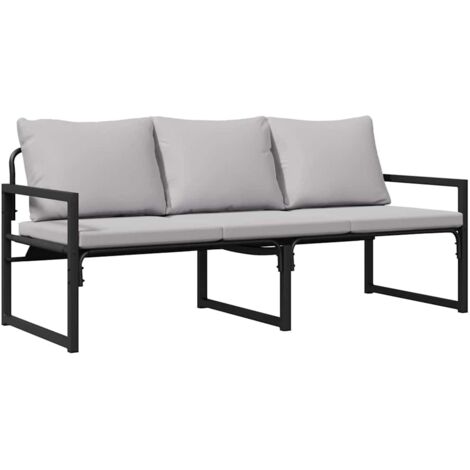 Mobilier de jardin avec coussin Noir 180 x 72.5 x 71 cm Acier CFW956973