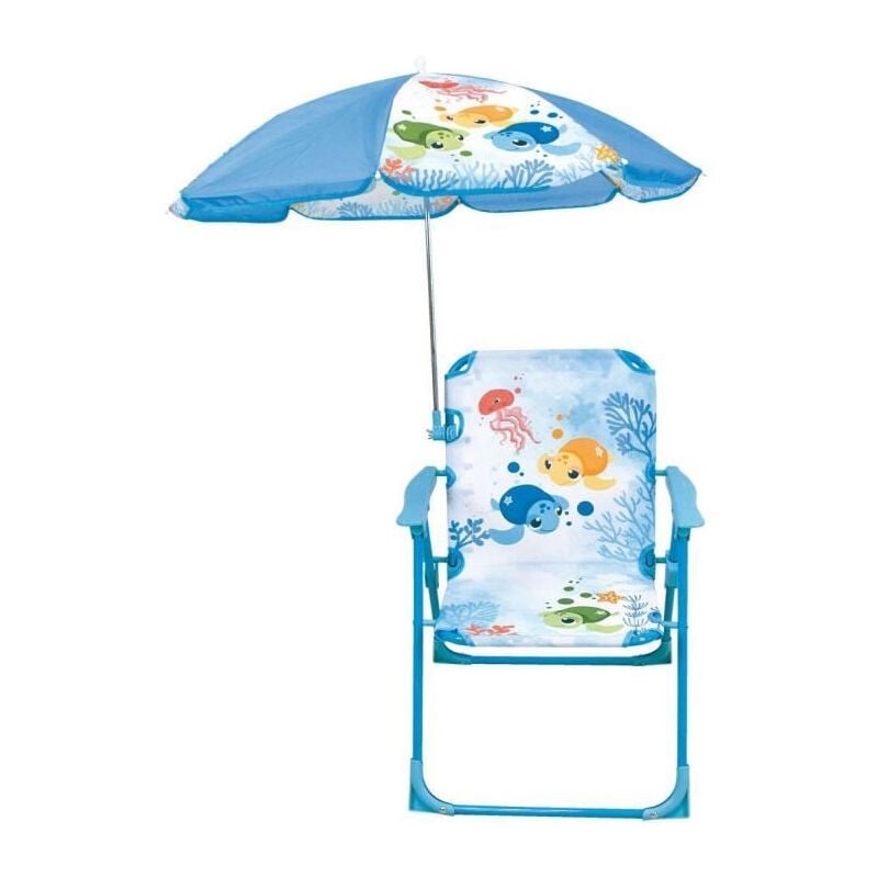 Mobilier de jardin Fun House Chaise Ma Petite Carapace Tortue H.53 x L.38,5 x P.37,5 cm avec parasol 65 cm - Pour enfant