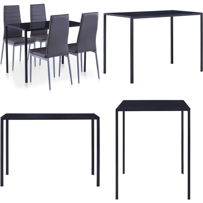 Vidaxl - Mobilier de salle à manger 5 pcs Gris - Ensemble De Table à Manger - Table Et Chaises - Mobilier De Salle à Manger - Table Ronde - Set Repas