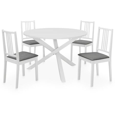 GOLDFAN Ensemble Table et 4 Chaises Salle Manger Table et 4 Chaises  Rectangulaire Table à Manger en Verre Chaise en Tissu,Gris