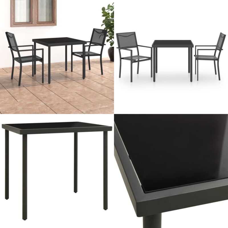 Mobilier de salle à manger d'extérieur 3 pcs Acier - Ensemble Salon De Jardin - Mobilier De Jardin - Table Et Chaises - Table D'extérieur - Chaises
