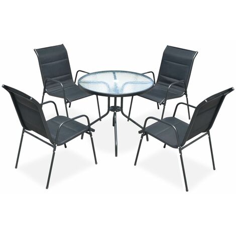 Mobilier de salle à manger d'extérieur 5 pcs Acier Noir