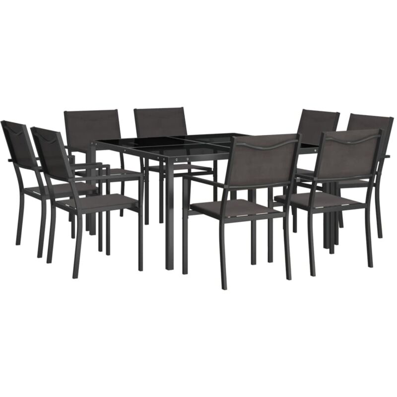 Vidaxl - Mobilier de salle à manger d'extérieur 9 pc Acier