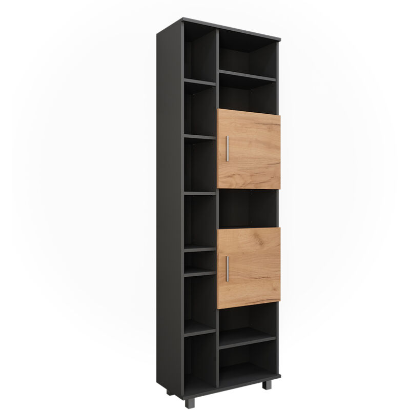 Armoire haute Ilias, Anthracite/chêne doré, 60.2x190cm, Vicco