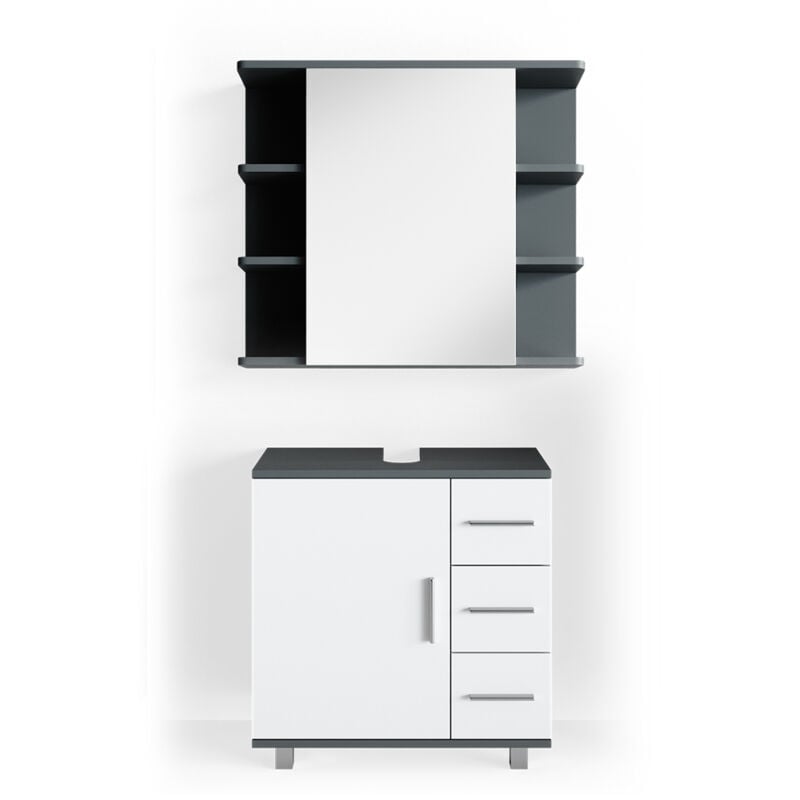 Vicco - Ensemble de meubles de salle de bain Ilias, Anthracite, 2 parties