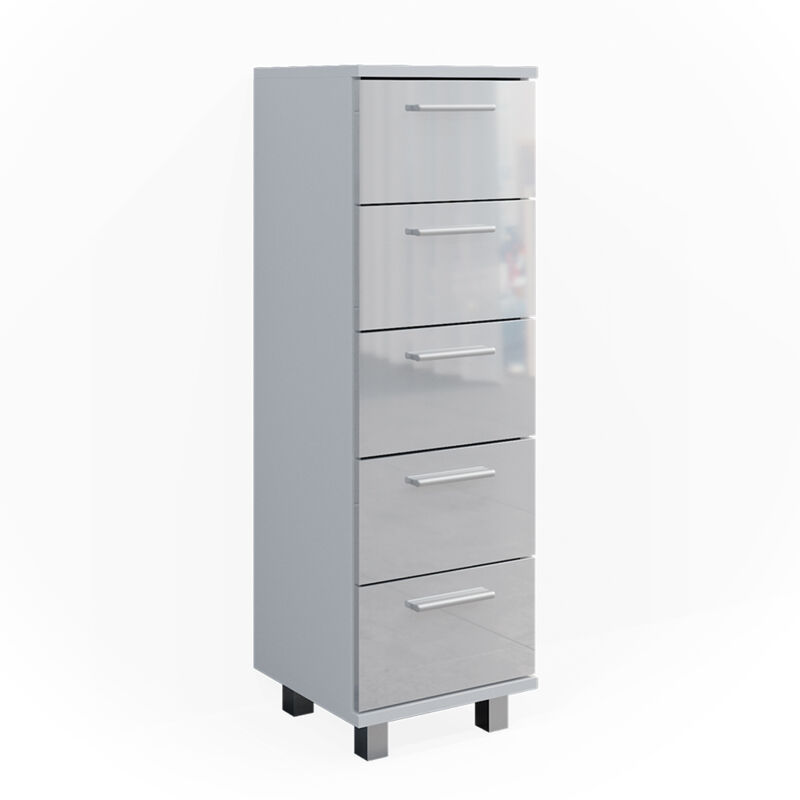 Meuble de rangement de salle de bain Ilias, Blanc Haute brillance, 30 x 95 cm Vicco