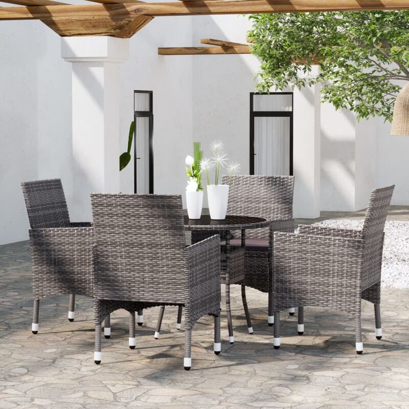 Vidaxl - Mobilier de salle à manger de jardin 5 pcs Résine tressée Gris