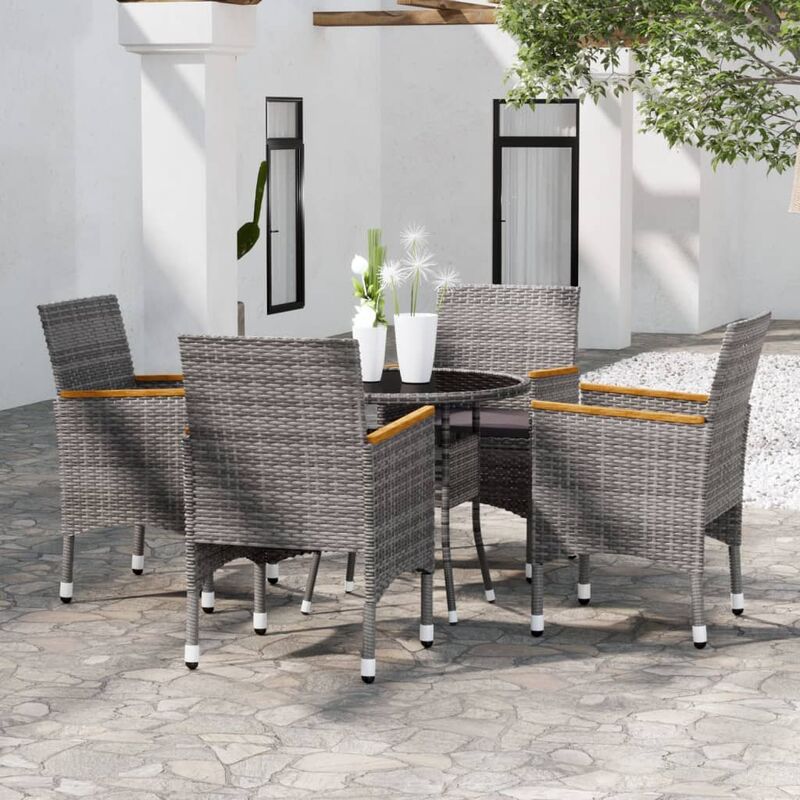 Vidaxl - Mobilier de salle à manger de jardin 5 pcs Résine tressée Gris