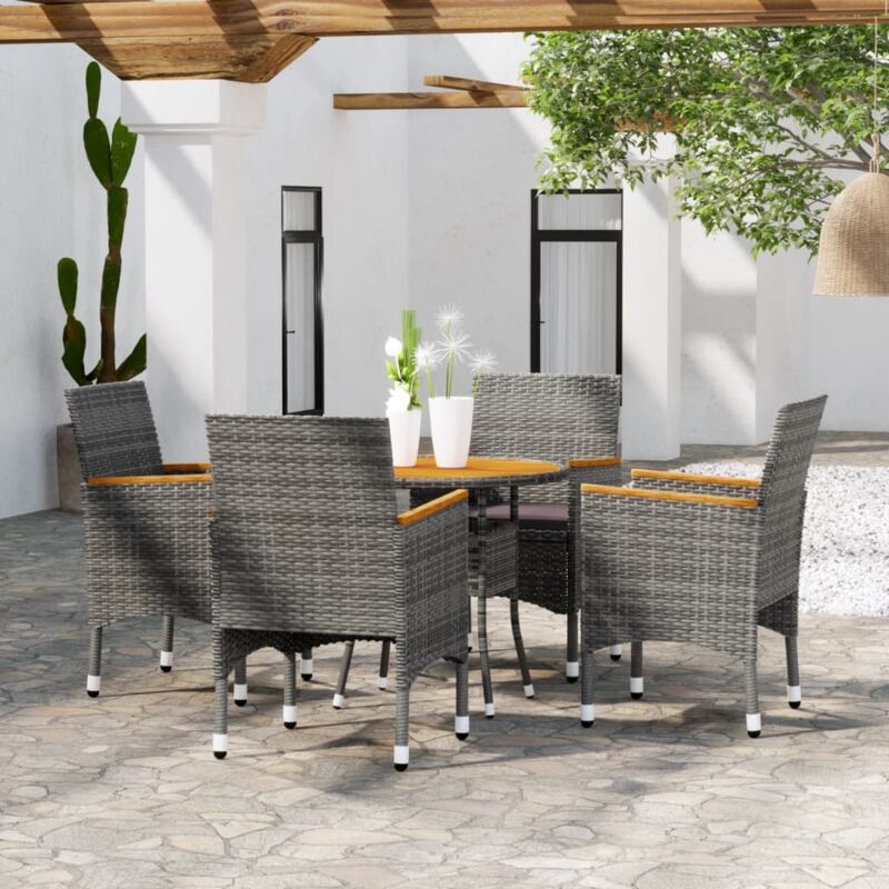 Vidaxl - Mobilier de salle à manger de jardin 5 pcs Résine tressée Gris