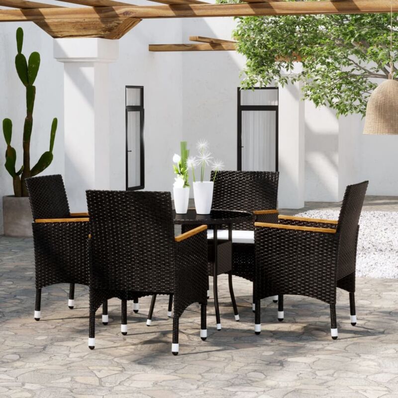 Ensemble à manger de jardin 5 pcs Résine tressée Noir vidaXL