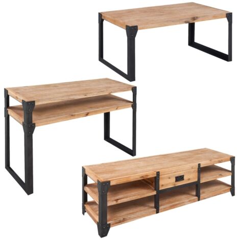 Mobilier de salon 3 pièces Bois d'acacia massif vidaXL - Brun