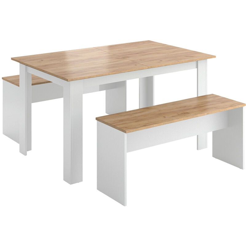 Vicco - Groupe de banquettes d'angle Sentio, Chêne blanc/force de l'or,