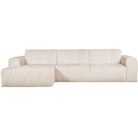Mobilier Deco – Canapé d'angle gauche en tissu capitonné beige – 5 places – Confort optimal – Design élégant – Dimensions 250x200cm