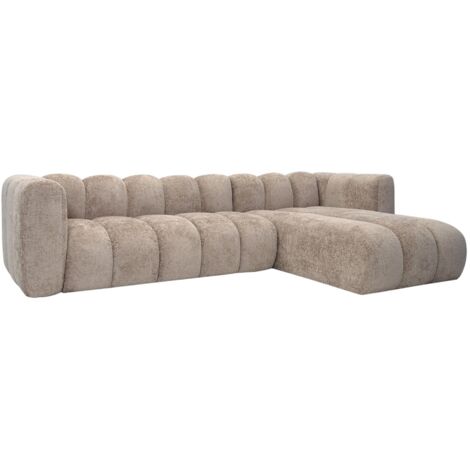 Mobilier Deco – Canapé d'angle réversible 5 places en tissu taupe – Assise profonde et coussins rembourrés – Design moderne et modulable