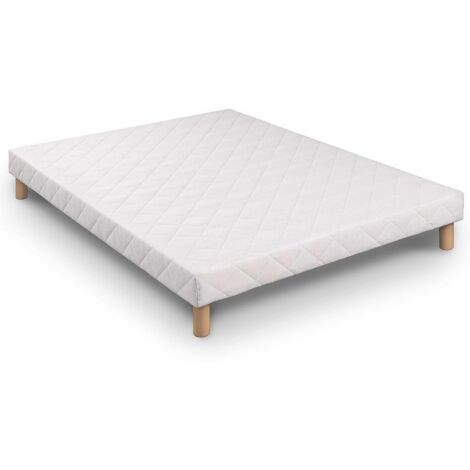 Mobilier Deco – Sommier tapissier 160x200 cm – 13 lattes en bois de pin – Anti-bactérien et anti-acariens – 4 pieds inclus – Confort ferme