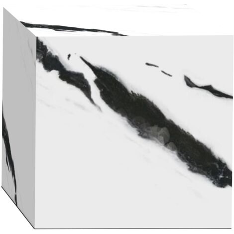 Mobilier Deco – Table basse carrée en marbre d'ingénierie blanc et noir – Design moderne – Dimensions 80x80cm – Élément central décoration intérieure