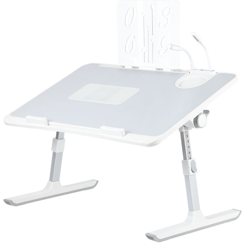 Table de Lit pour Ordinateur Portable, Pliable, Réglable en Hauteur et Angle, pour le canapé, l'étude, la lecture et l'écriture Gris - 60 x 40 x