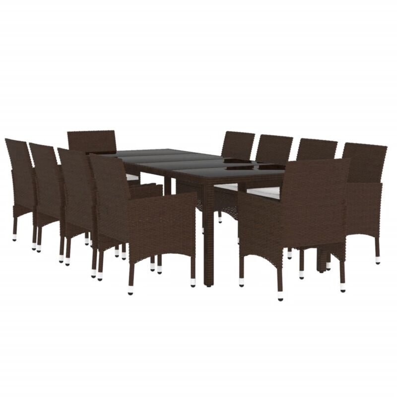 Ensemble à Manger de jardin 11pcs poly rotin et bois solide Vidaxl