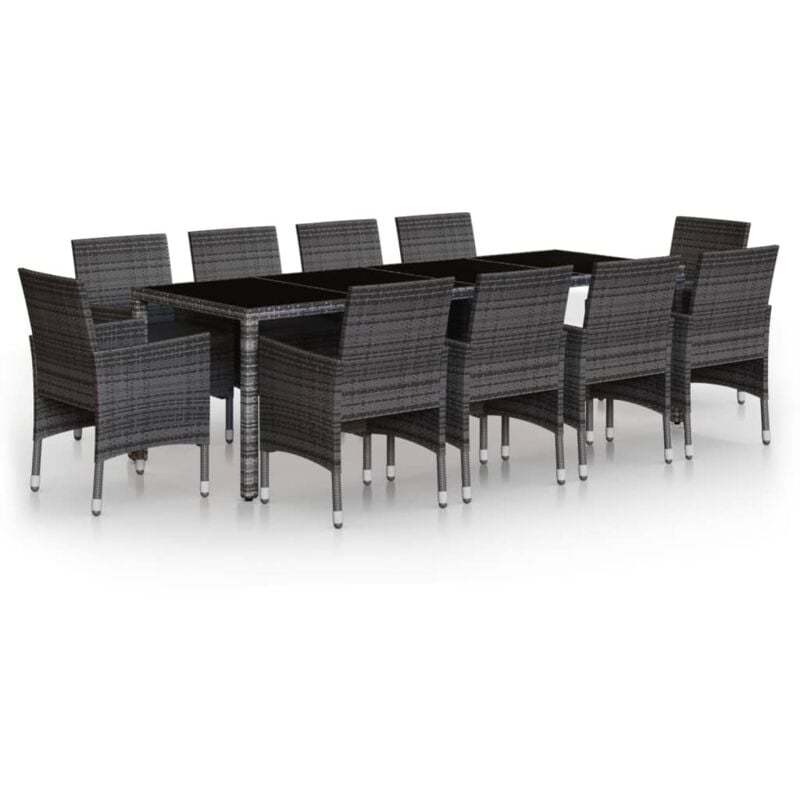Vidaxl - Ensemble à manger de jardin 11 pcs résine tressée gris