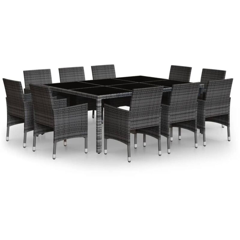 Ensemble à manger de jardin 11 pcs résine tressée gris - Vidaxl