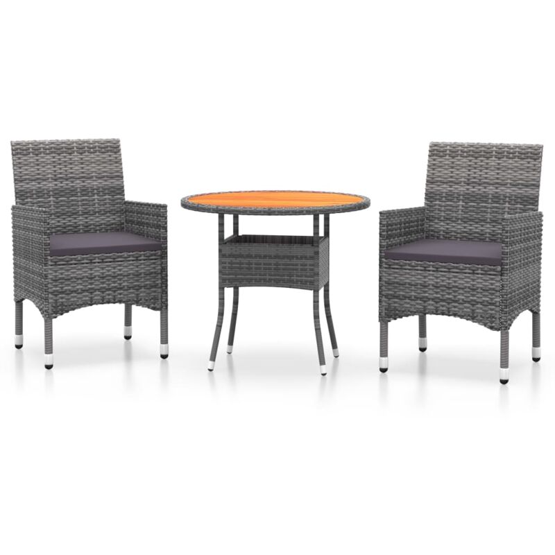 Vidaxl - Ensemble à manger de jardin 3 pcs Résine tressée Gris