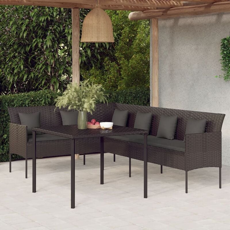 Vidaxl - Ensemble à dîner de jardin et coussins 2pcs noir résine tressée