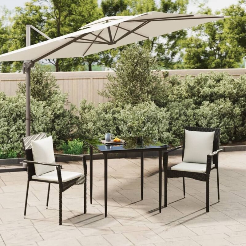 Vidaxl - Ensemble à manger de jardin avec coussins 3 pcs Noir