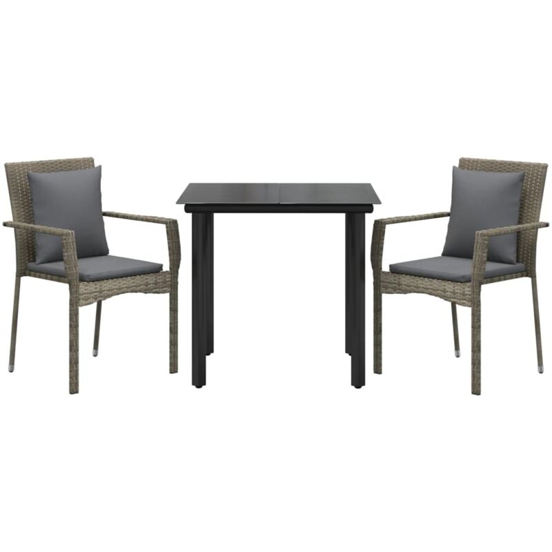Vidaxl - Mobilier à dîner de jardin 3pcs avec coussins noir et gris