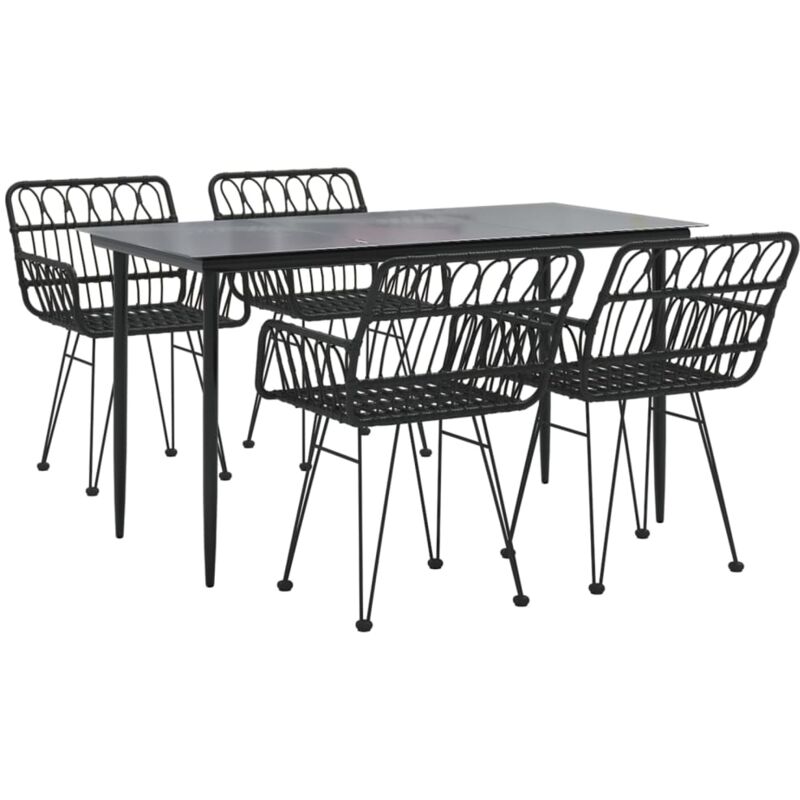 Vidaxl - Ensemble à manger de jardin 5 pcs Noir Résine tressée