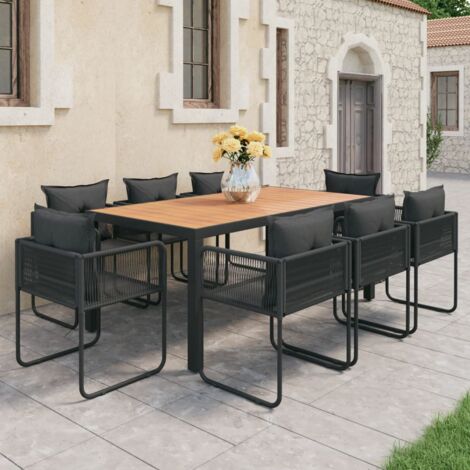 Mobilier extérieur - vidaXL Ensemble à manger de jardin 9pcs PVC résine tressée noir marron - Chaise de jardin en rotin