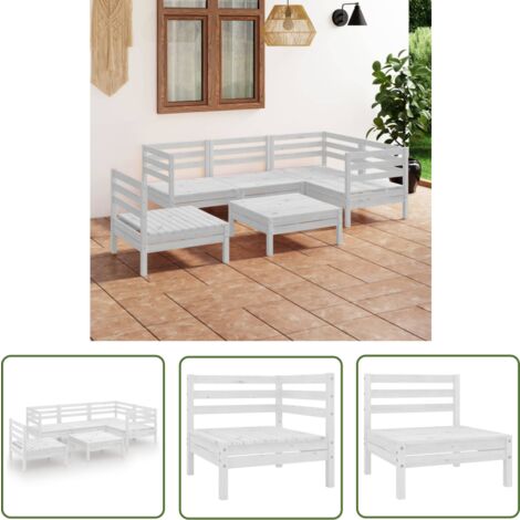 Mobilier extérieur - vidaXL Salon de jardin 6 pcs Bois de pin massif Blanc - Canapé en pin