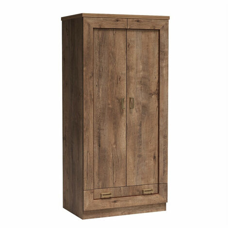 Mobilier1 – Armoire Lircava 106 en chêne Lefkas – Dimensions 191x90x58cm – 2 portes avec charnières – Stratifié et MDF pour durabilité