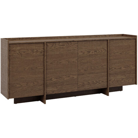 Mobilier1 – Buffet chêne foncé 90x200cm – 2 portes push to open – Stratifié – Fabriqué en Union Européenne – Bords protégés ABS