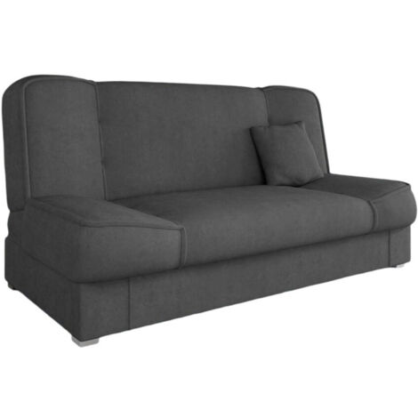 Mobilier1 – Canapé convertible 3 places avec boîte de literie – Mécanisme Click-Clack – Dimensions 80x175x80 cm – Tapisserie peluche – Ressorts Zig Zag