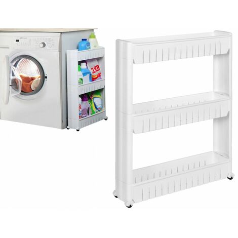 vidaXL Armario de Lavadora Cuarto de Baño Alto Estante para Lavadero  Estantería Mueble Almacenamiento Almacenaje Toallas Madera Contrachapada  Blanco : : Hogar y cocina