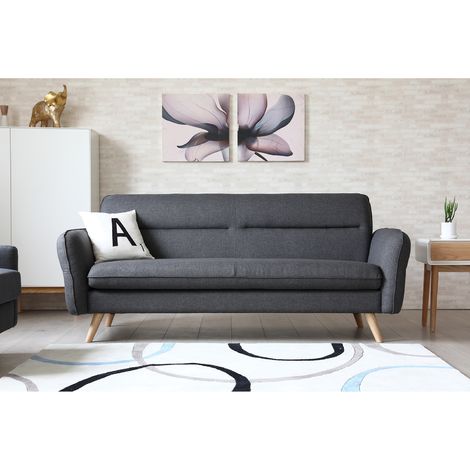 Mobler Gris Foncé Canapé Scandinave 3 Places Gris Foncé