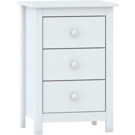Moblit Tabac Mesita con Tres Cajones,ino macizo  Color Blanco Translucido , Medida 63x43x35 cm ( altoxanchoxfondo)