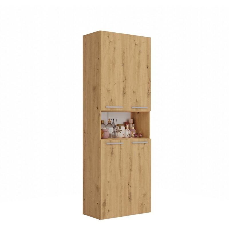 moby - armoire de salle de bain avec 2 paniers à ligne - rangement sdb - 174x60x30 - meuble colonne