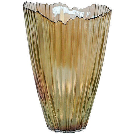 Mocha Rippled Vase - Glass - L14.5 x W14.5 x H25 cm - Mocha