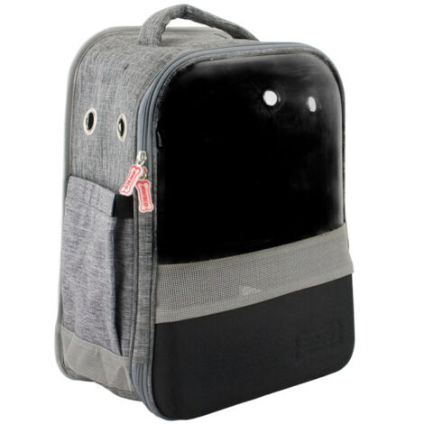 MOCHILA CON VENTANA GRIS 30x23x43cm