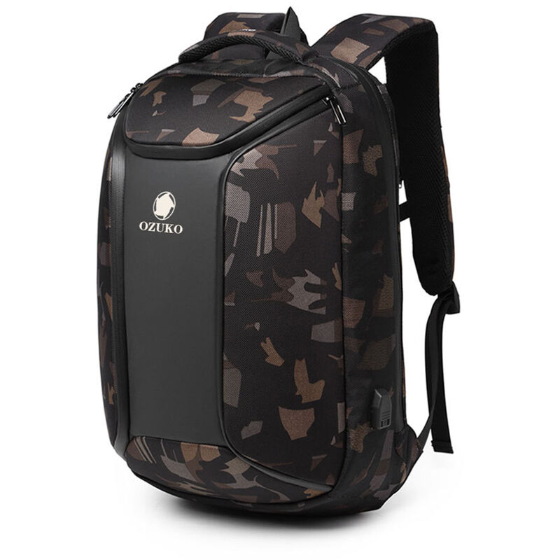 

Mochila de negocios de nuevo estilo ozuko, mochila antirrobo USB para hombre, mochila de viaje para deportes al aire libre para estudiantes,Camuflaje