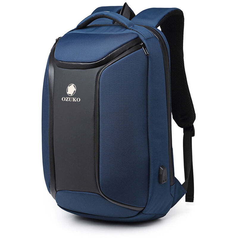 

Ozuko - Mochila de negocios de nuevo estilo mochila antirrobo USB para hombre, mochila de viaje para deportes al aire libre para estudiantes,Azul