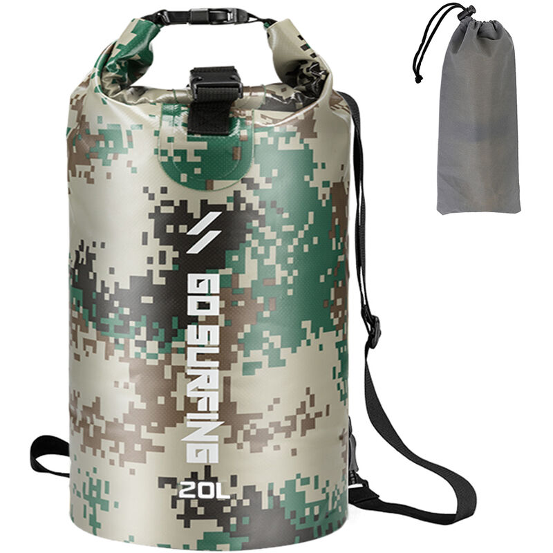 

Mochila de playa,Bolso bombonera Rafting,Bolsa impermeable al aire libre,Camuflaje, 20L