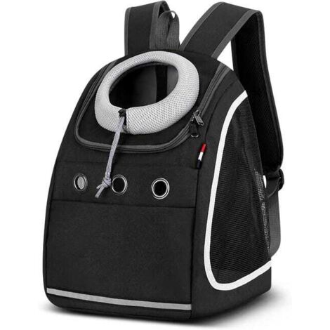 Mochila negra para perros, portátil, cómoda y transpirable para perros pequeños, cachorros, gatos, mascotas, viajes y senderismo.