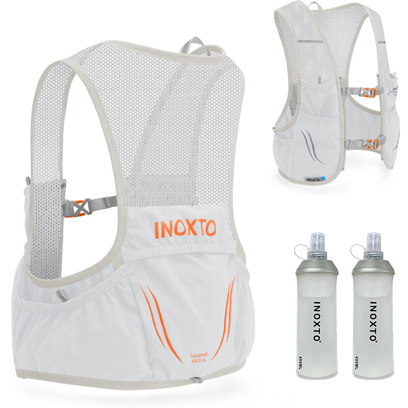 

Mochila para correr al aire libre, con dos vejigas de agua, mochila para bicicleta, Gris claro y naranja