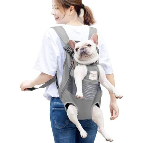 Mochila para perros - Bolsa de transporte para perros pequeños y medianos, bolsa de viaje manos libres para gatos (gris)