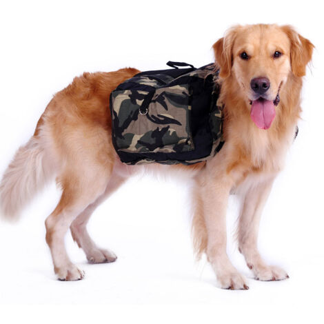 Mochila para perros con bolsillos grandes, bandolera, arnés ajustable para perros grandes, ideal para senderismo, camping y paseos al aire libre (L)