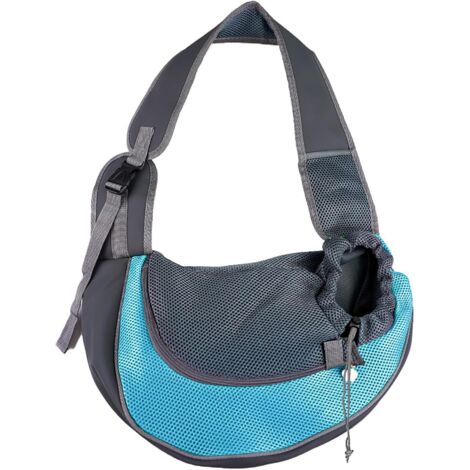 Mochila para perros y gatos - Bandolera ajustable con ventana  Diseño envolvente  Mochila manos libres para mascotas pequeñas (Azul cielo, talla S)